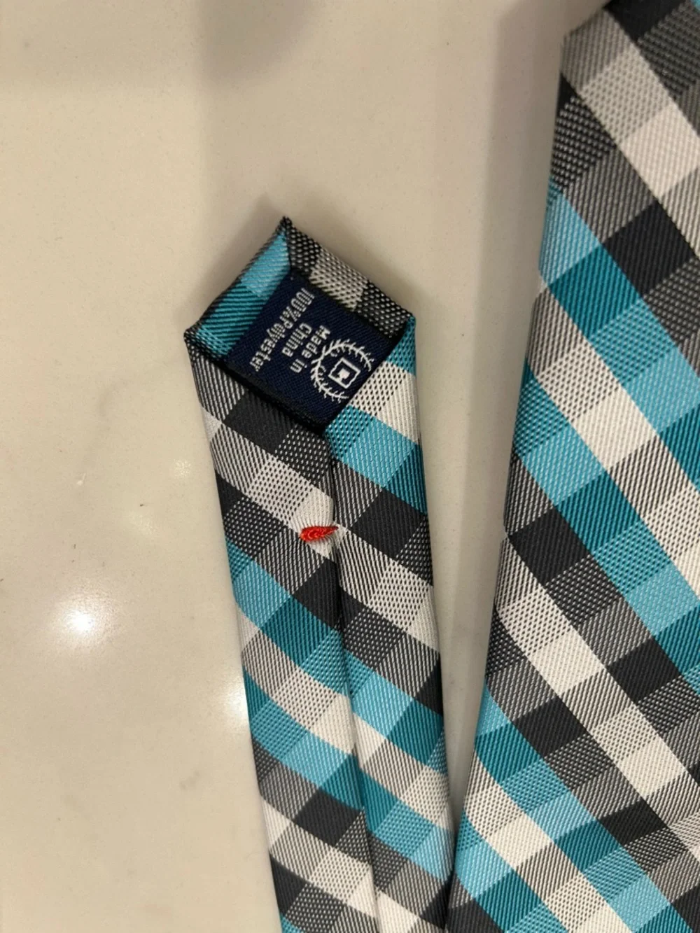 Boy’s Chaps Plaid Teal Blue & Gray Tie - Classic Pattern